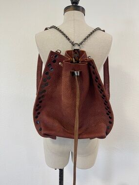 Leather Convertible Bag Backpack Shoulder Bag Rivets Handmade